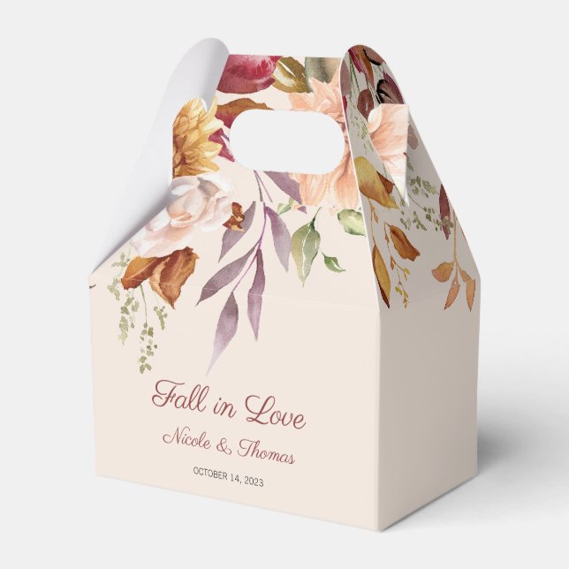 Fall in Love Wedding Favour Box, Autumn Wedding Box (Front Side)