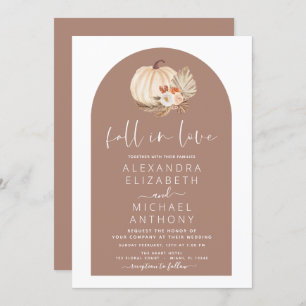 Fall in Love Wedding Pampas Grass Terracotta Invitation