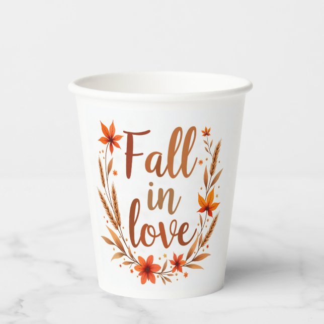 Fall In Love Wedding Paper Cups (Front)