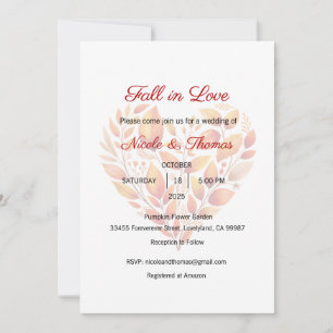 Fall in Love Wedding, Reception, Ceremony Invitation