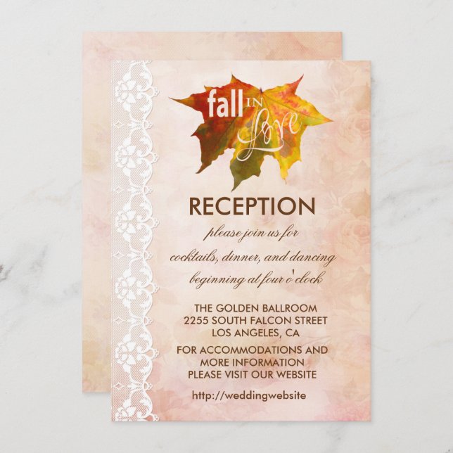 Fall in Love Wedding Reception Enclosure Invitation (Front/Back)