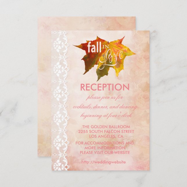 Fall in Love Wedding Reception Enclosure Invitation (Front/Back)