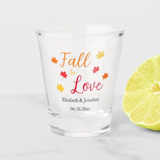 Fall In Love Wedding Shot Glass (Front)