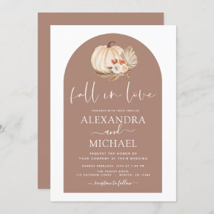 Fall in Love Wedding White Pumpkin Terracotta Invitation