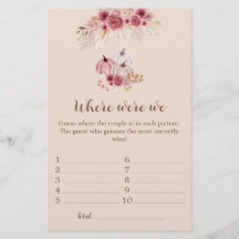 Fall In Love Where were we Bridal Shower Game