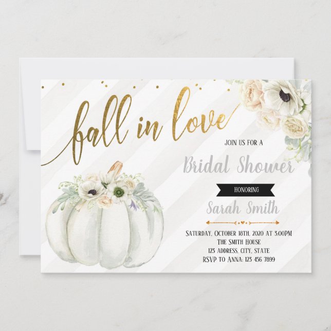 Fall in love white pumpkin invitation (Front)