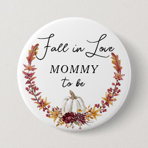 Fall in Love White Pumpkin Mummy to be Button
