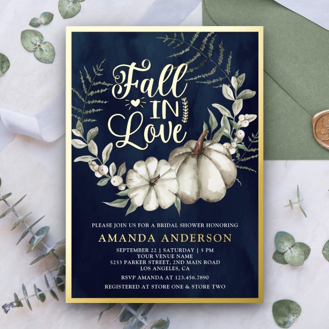 Fall in Love White Pumpkin Sage Navy Bridal Shower (Creator Uploaded)