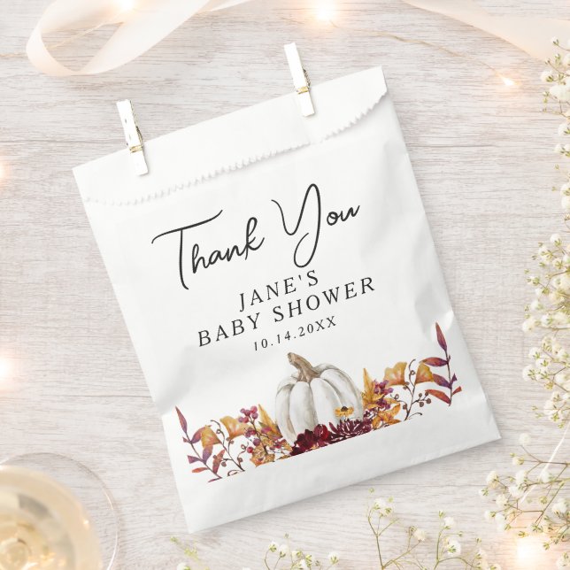 Fall in Love White Pumpkin Thank You  Favour Bag (Clipped)