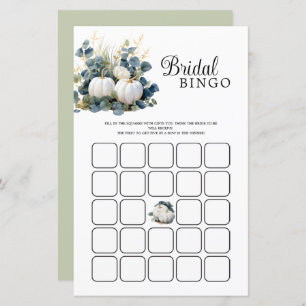 Fall in Love White pumpkins Bridal Shower Bingo