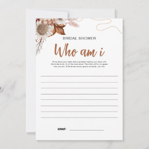 Fall in love   Who Am I Bridal Shower Game Card