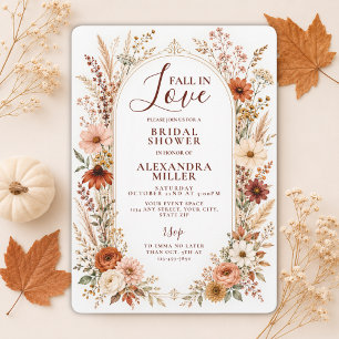 Fall In Love Wildflower Floral Boho Bridal Shower Invitation