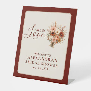Fall In Love Wildflower Floral Boho Bridal Shower Pedestal Sign