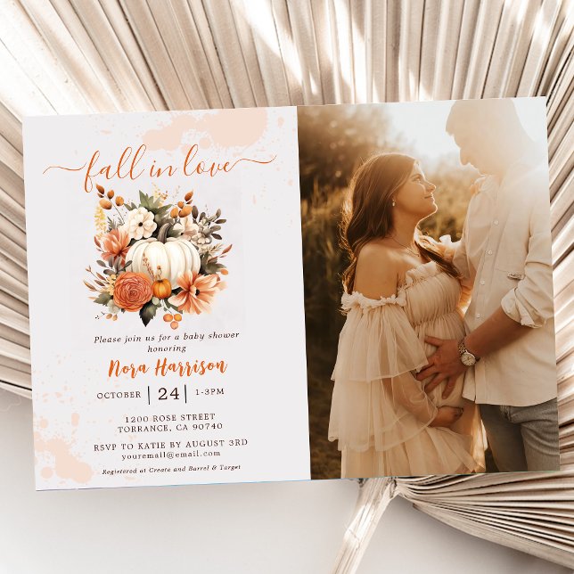  Fall In Love Wildflower Pattern Baby Shower Photo Invitation (Creator Uploaded)