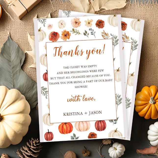 Fall In Love Wildflower Pattern Thank You Card (Creator Uploaded)