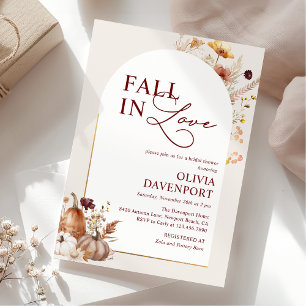 Fall in Love Wildflower Pumpkin Arch Bridal Shower Invitation