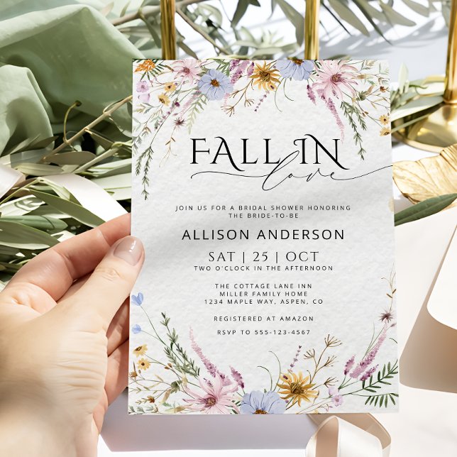 Fall In Love Wildflowers Bridal Shower Invitation (Creator Uploaded)