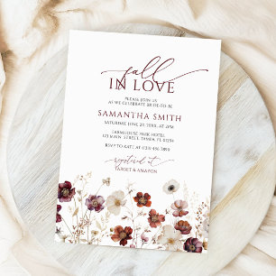 Fall In Love Wildflowers Bridal Shower Invitation