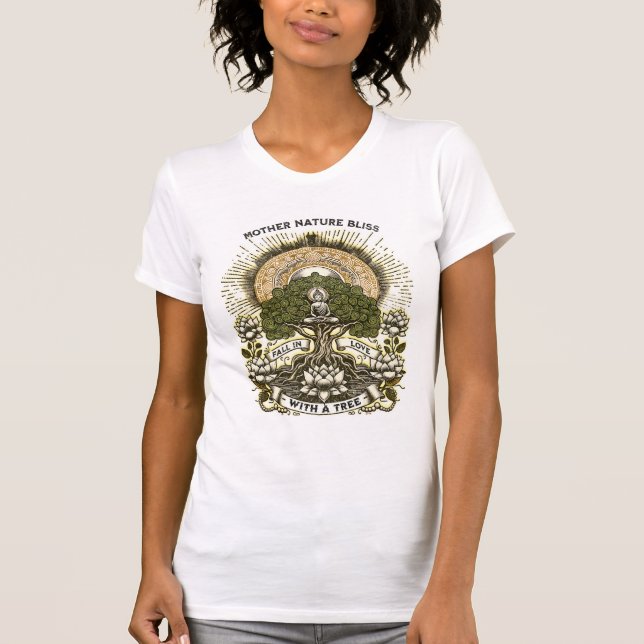 Fall in Love With a Tree – Nature Bliss Buddha Art T-Shirt (Front)