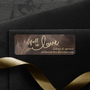 Fall in Love with Autumn Brown and Gold Address Return Address Label