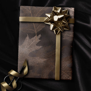Fall in Love with Autumn Elegant Brown Leaves Wrapping Paper