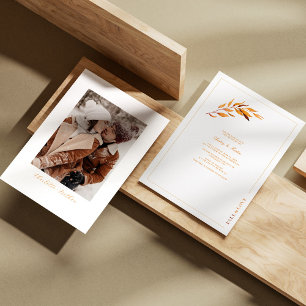 Fall in Love with Autumn Modern Minimalist Wedding Invitation