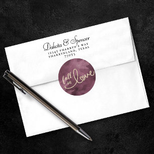 Fall in Love with Autumn Mulberry Jewel and Gold Classic Round Sticker