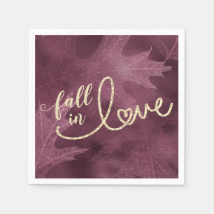 Fall in Love with Autumn   Mulberry Jewel and Gold Napkin