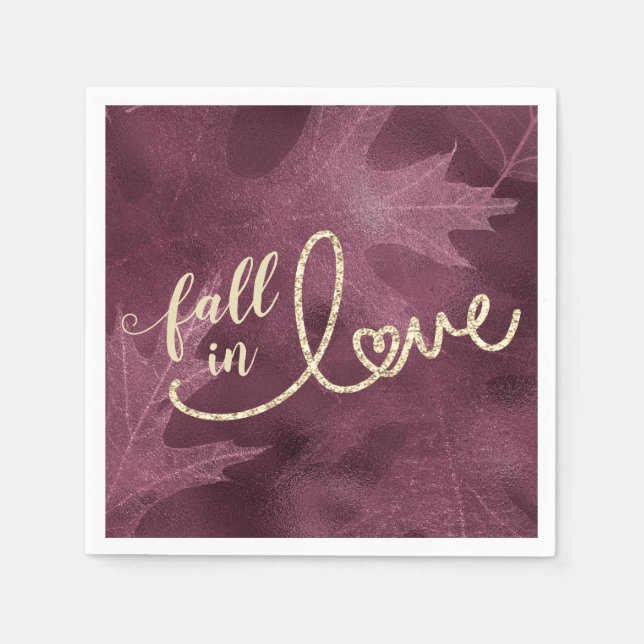 Fall in Love with Autumn | Mulberry Jewel and Gold Napkin (Front)