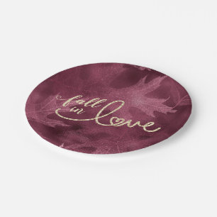 Fall in Love with Autumn   Mulberry Jewel and Gold Paper Plate