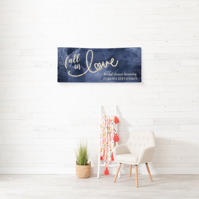 Fall in Love with Autumn | Navy Blue and Gold Banner (Insitu)