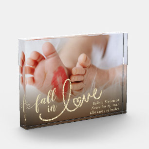 Fall in Love with Autumn   New Baby Stats Keepsake Photo Block