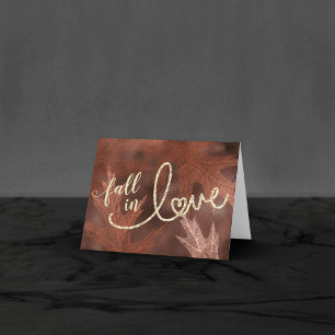 Fall in Love with Autumn Orange Wedding Photo Thank You Card