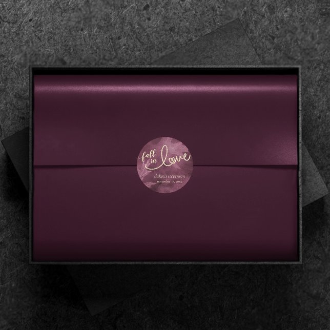 Fall in Love with Autumn | Purple Jewel Tone Classic Round Sticker (Creator Uploaded)