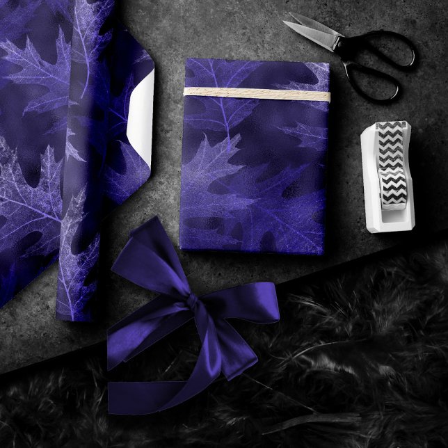 Fall in Love with Autumn | Royal Purple Leaves Wrapping Paper (Creator Uploaded)