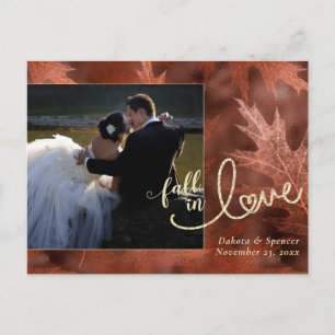 Fall in Love with Autumn   Rust Photo Thank You Postcard