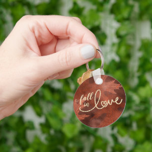 Fall in Love with Autumn   Rustic Boho Chic Orange Key Ring