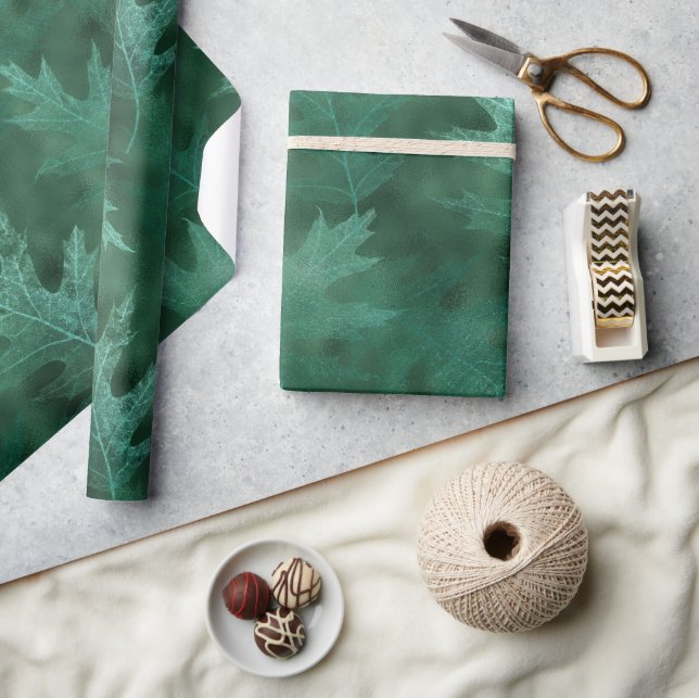 Fall in Love with Autumn | Vibrant Green Leaves Wrapping Paper (Crafts)