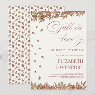 Fall in Love With Baby Autumn Foliage Baby Shower  Invitation