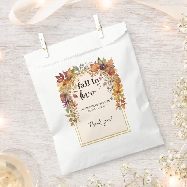 Fall In Love With Baby Autumn Leaves Shower Favour Bag (Clipped)