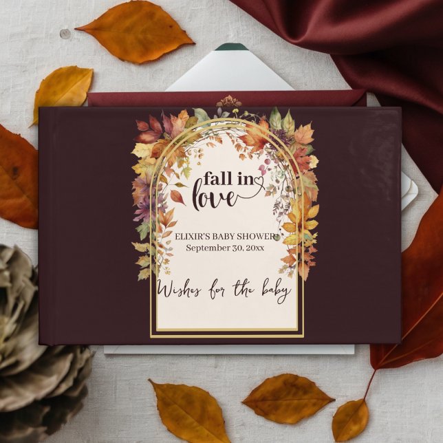 Fall In Love With Baby Autumn Leaves Shower Guest Book (Creator Uploaded)