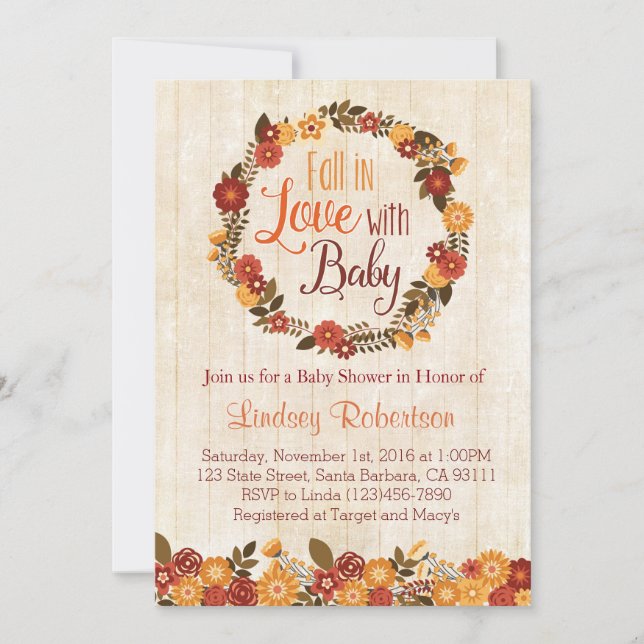 Fall in Love with Baby Shower Invitation (Front)