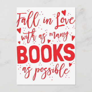 fall in love with books as possible postcard