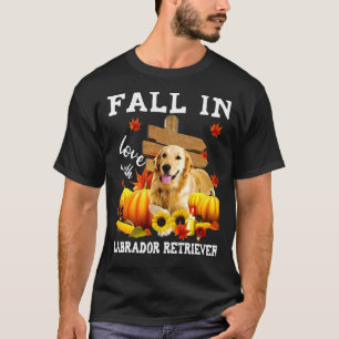 Fall In Love With Labrador Retriever Dog On Pumkin T-Shirt