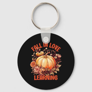 Fall In Love With Learning Autumn Pumpkin Graphic Key Ring