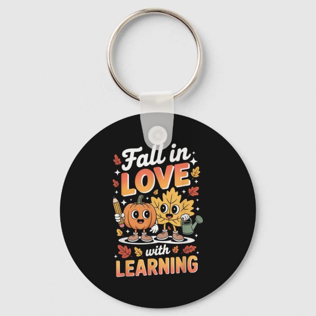 Fall In Love With Learning Autumn Pumpkin Teacher  Key Ring (Front)