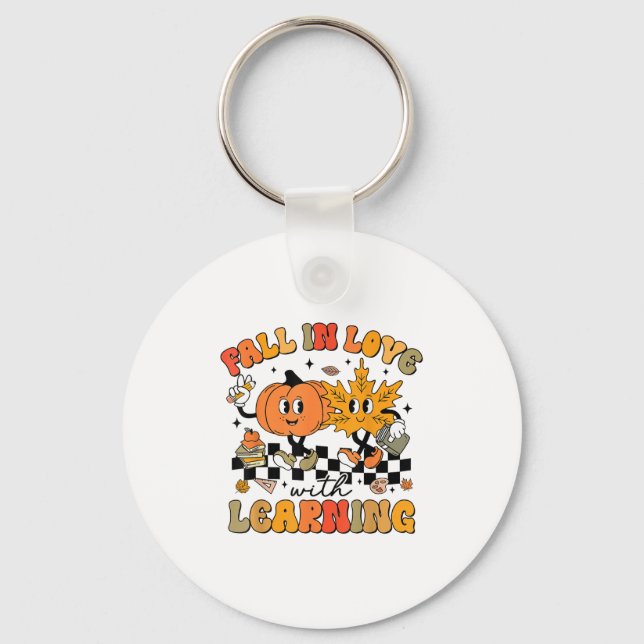 Fall In Love With Learning Autumn Pumpkin Teacher  Key Ring (Front)