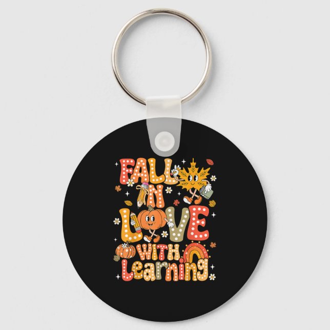 Fall In Love With Learning Autumn Thanksgiving Pum Key Ring (Front)
