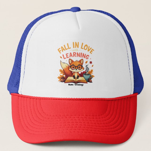 Fall in Love with Learning Funny Halloween Design  Trucker Hat (Front)