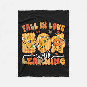 Fall In Love With Learning Funny Teacher Autumn Pu Fleece Blanket